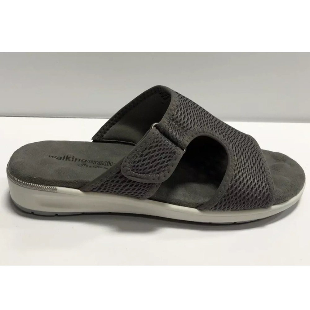 Walking Cradles Women’s Simmons, Gray Slide Sandals, Size 10 Wide